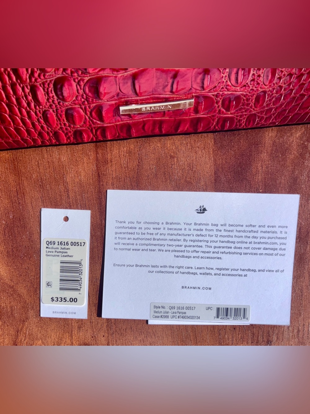 Rare Beauty! NWOT Brahmin Medium Julian Tote in Lava Pampas - Suede and Leather - Picture 12 of 12